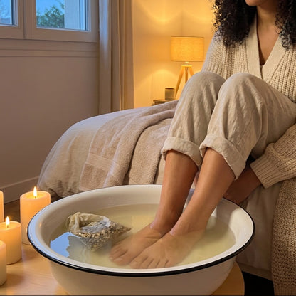 Bain de pieds au Bain de Lune, le soir à la lueur des bougies